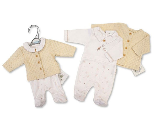 Premature Baby Boys 2 pcs Jacquard Set - Space (3-8lbs) (PK6)  PB-20-729