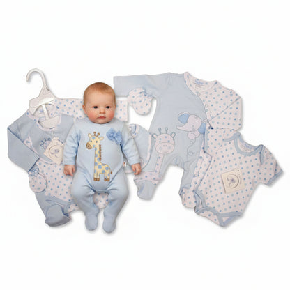 Premature Baby Boys 4 Pieces Set - Elephant and Giraffe (3-8lbs) (PK6)  PB-20-737S