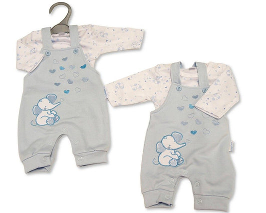 Premature Baby Boys 2 pcs Dungaree Set - Elephant (PK6) (3-8lbs) PB-20-745