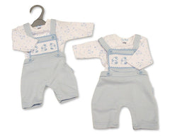 Premature Baby Boys 2 pcs Dungaree Set with Smocking - Elephant (PK6) (NB-6m) PB-20-746