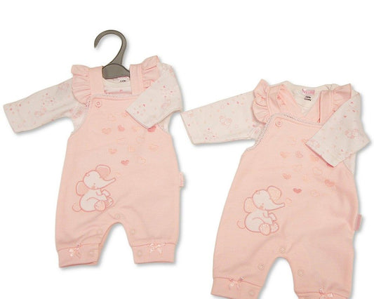 Premature Baby Girls 2 pcs Dungaree Set - Elephant (PK6) (3-8lbs) PB-20-753