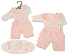 Premature Baby Girls 2 pcs Dungaree Set with Smocking - Elephant (PK6) (NB-6m) PB-20-754