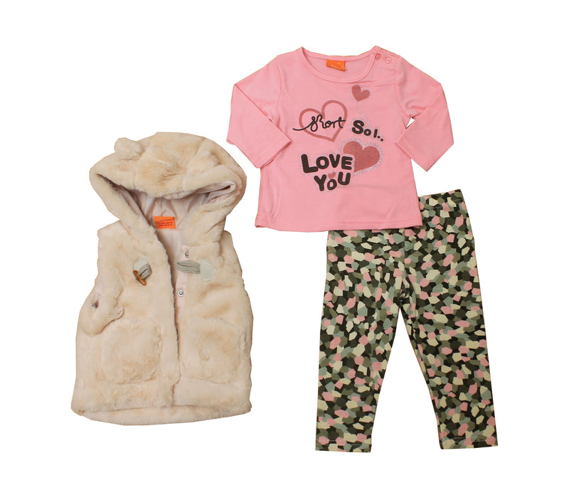 Girls 3pc Fur Jacket/Top/Trouser set -I Love You (6-24m) AZ811 - Kidswholesale.co.uk