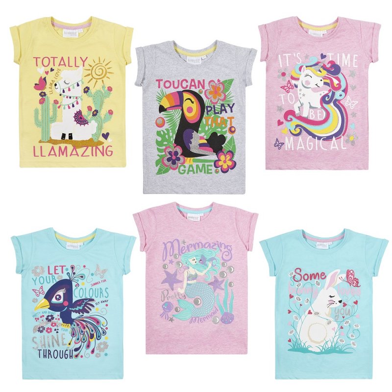 Infant Girls Novelty Printed Number T Shirts (1-6 Years) (Pk6) 11C136
