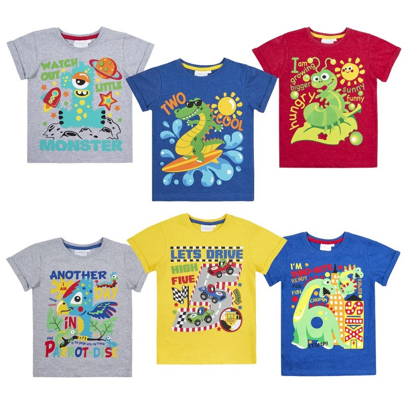 Infant Boys Novelty Printed Number T shirts (1-6 Years) (Pk6) 11C137