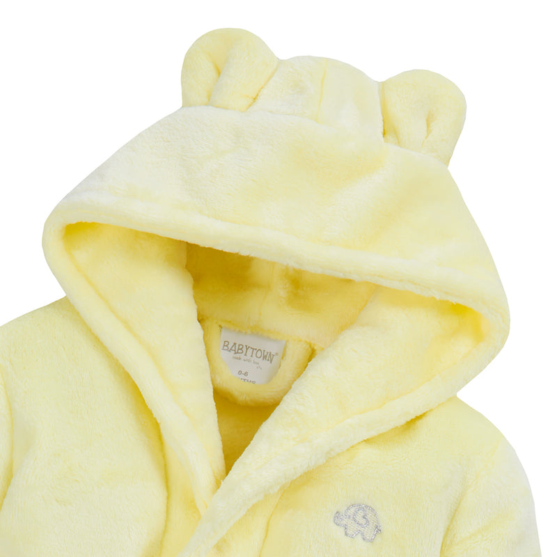 Boys Lemon Super Soft Hooded Dressing Gown (0-6 Months)-18C716