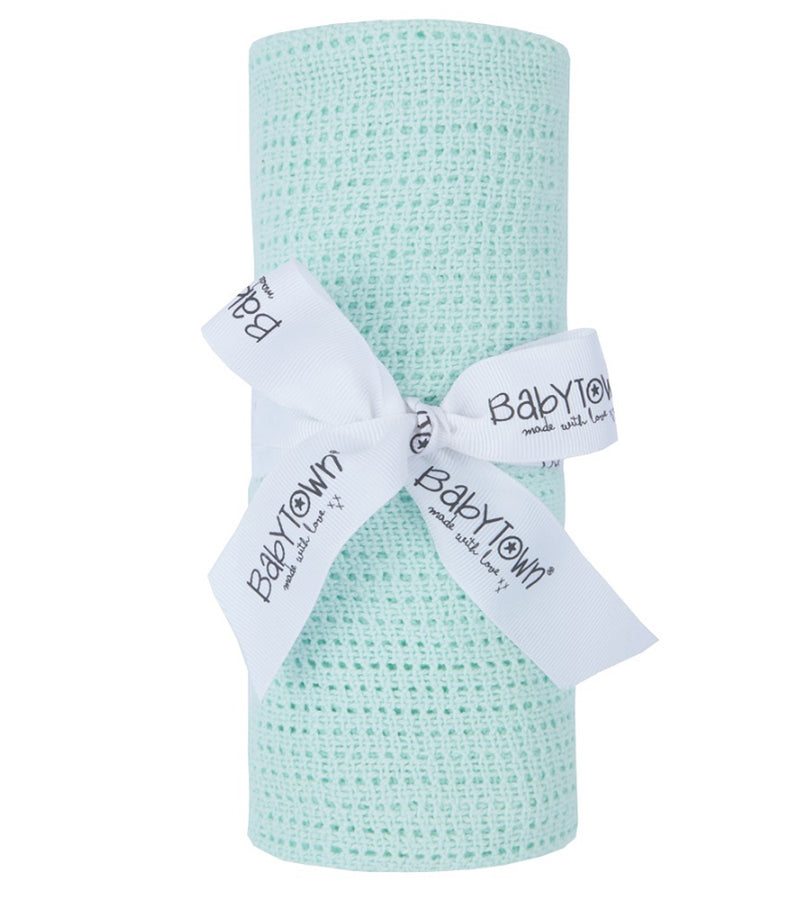 Baby Gift Soft Handle Mint Cellular Blanket 19C189-M - Kidswholesale.co.uk