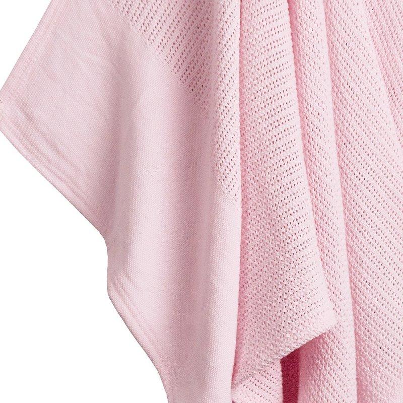 BABY PINK HEAVY KNIT CELLULAR PANEL BLANKET (70 X 110 CM) 19C214 - Kidswholesale.co.uk