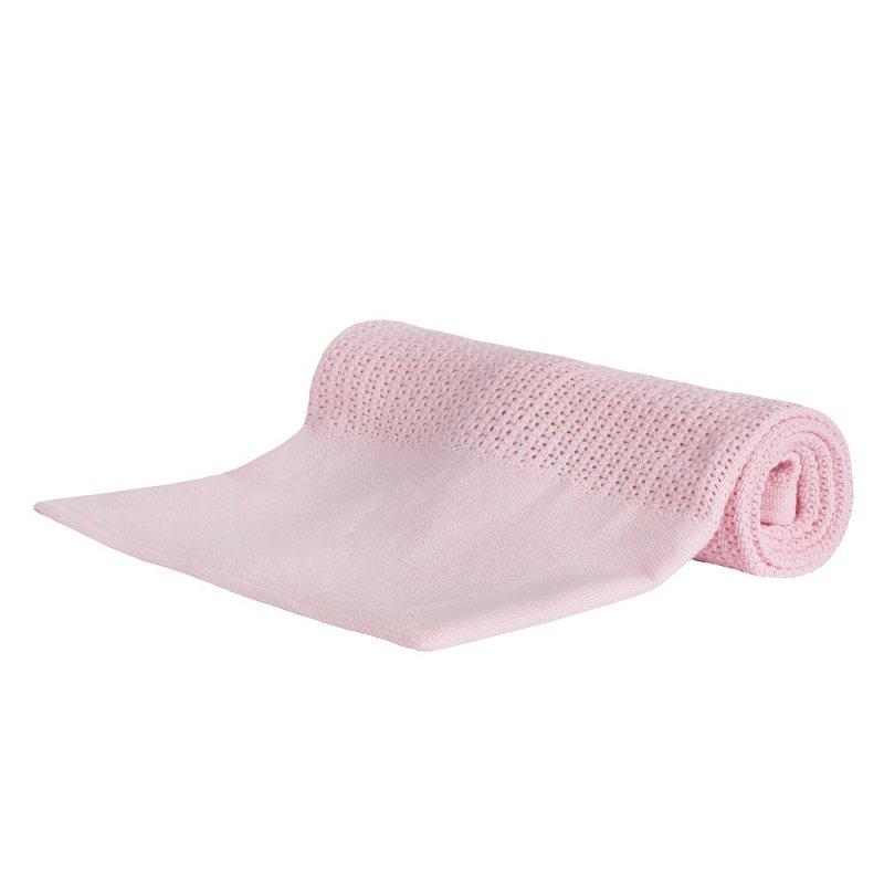 BABY PINK HEAVY KNIT CELLULAR PANEL BLANKET (70 X 110 CM) 19C214 - Kidswholesale.co.uk