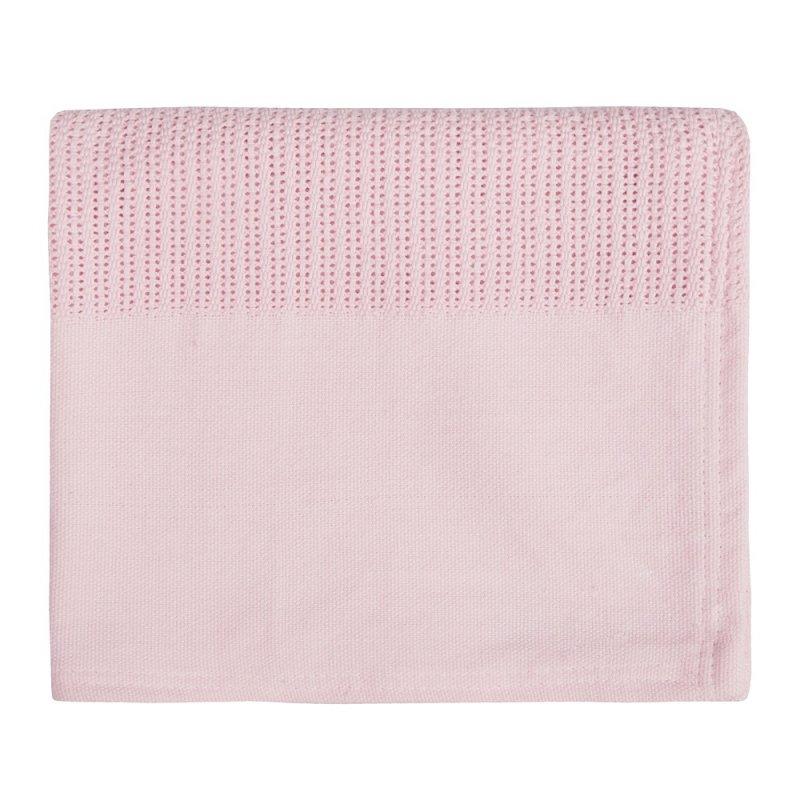 BABY PINK HEAVY KNIT CELLULAR PANEL BLANKET (70 X 110 CM) 19C214 - Kidswholesale.co.uk