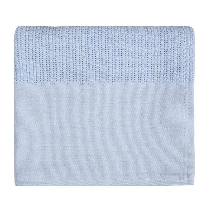 BABY SKY HEAVY KNIT CELLULAR PANEL BLANKET (70 X 110 CM) 19C215 - Kidswholesale.co.uk
