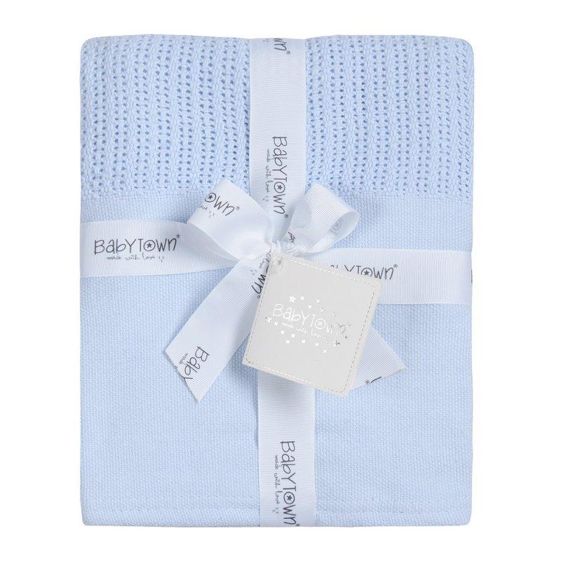 BABY SKY HEAVY KNIT CELLULAR PANEL BLANKET (70 X 110 CM) 19C215 - Kidswholesale.co.uk