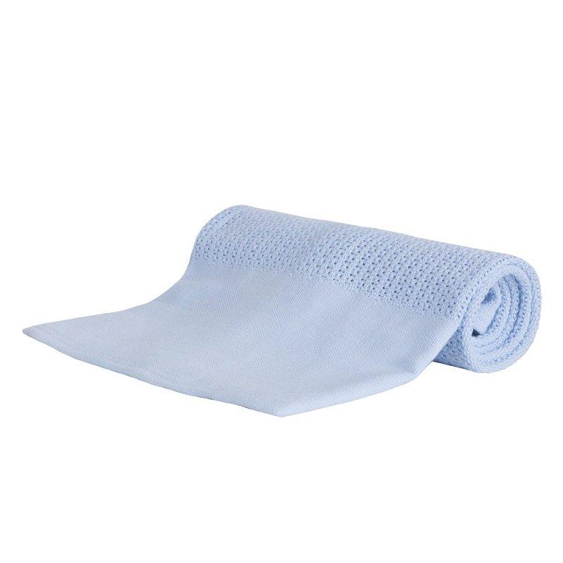 BABY SKY HEAVY KNIT CELLULAR PANEL BLANKET (70 X 110 CM) 19C215 - Kidswholesale.co.uk