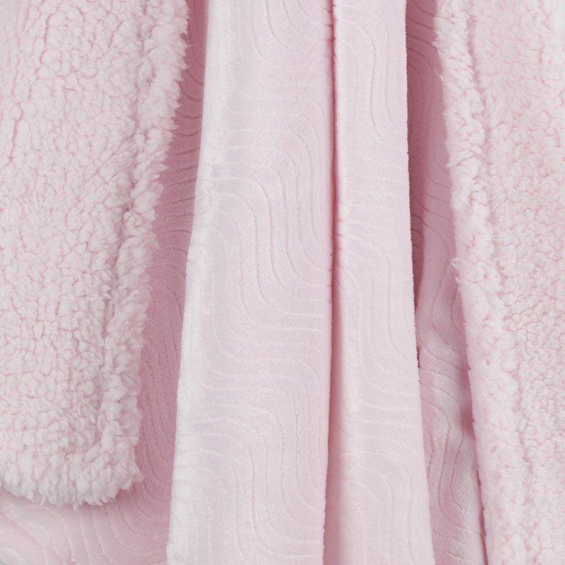 BABY LUXURY PLUSH BLANKET WITH SHERPA BACK- PINK - 19C228