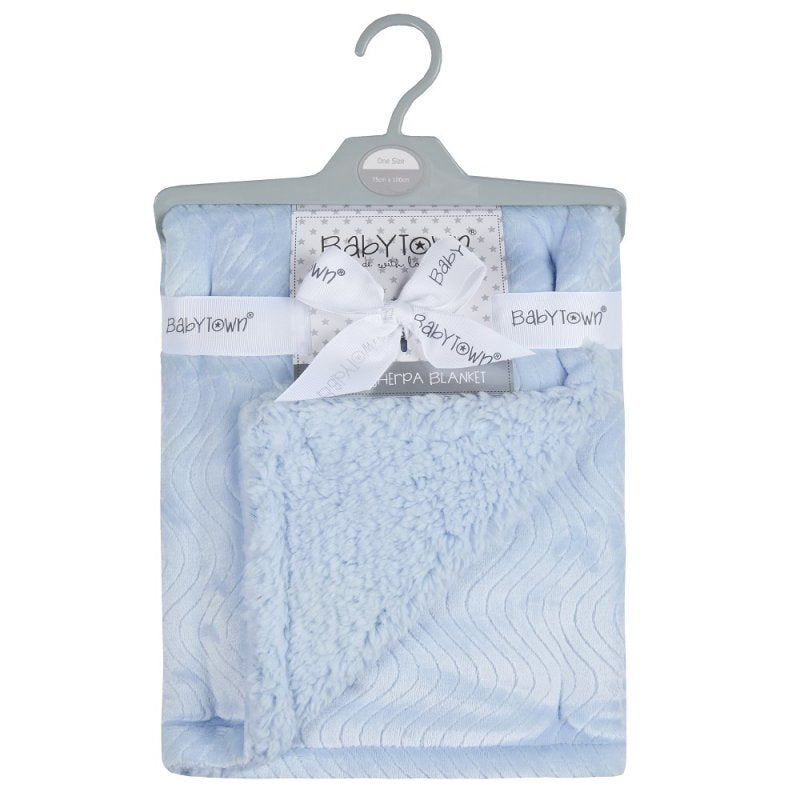 BABY LUXURY PLUSH BLANKET WITH SHERPA BACK- SKY - 19C229