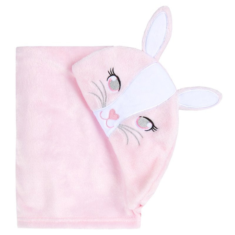 BABY NOVELTY PLUSH BUNNY HOODED WRAP - PINK - 19C232