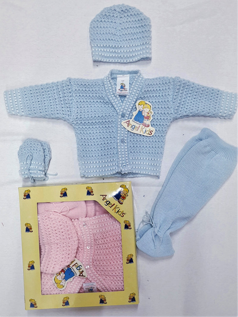 Baby Boxed 4 pcs Knitted Set - Pink/Blue ( 0-6 Months) 1037-BP