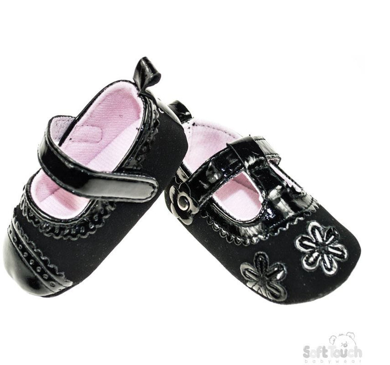 Girls Patent Shoes W/Velcro Fastener-3B2034