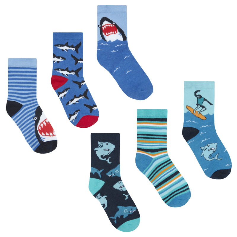 Boys 3 Pack Design Socks - Sharks - (42B571) - Kidswholesale.co.uk