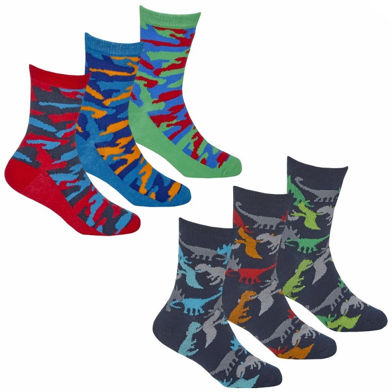 BOYS 3 PACK COTTON RICH DESIGN ANKLE SOCKS (ASSORTED SIZES) 42B730