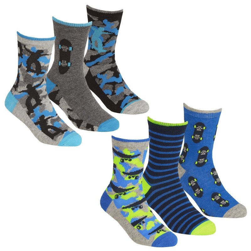 BOYS 3 PACK COTTON RICH DESIGN ANKLE SOCKS (ASSORTED SIZES) 42B695