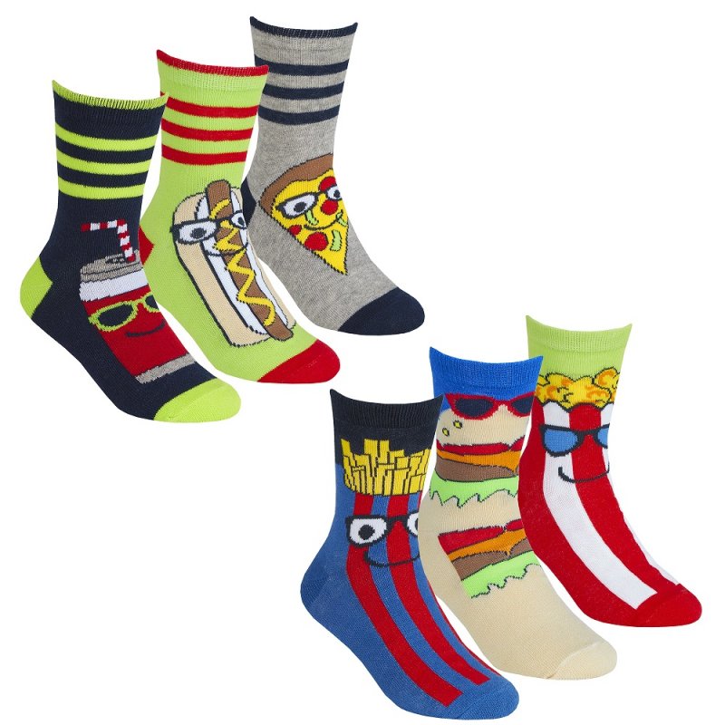 BOYS 3 PACK COTTON RICH DESIGN ANKLE SOCKS (ASSORTED SIZES) 42B699