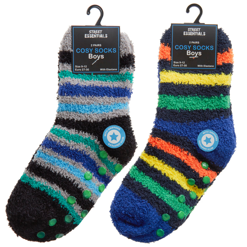 BOYS 2 PACK COSY SOCKS WITH GRIPPERS - 42B729