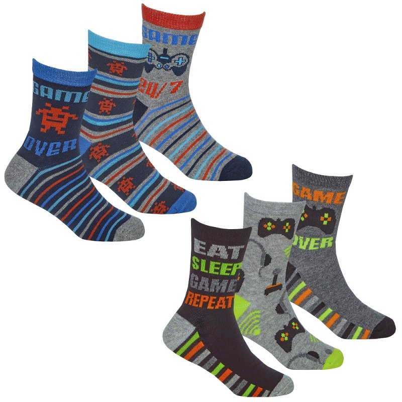 BOYS 3 PACK COTTON RICH DESIGN ANKLE SOCKS (ASSORTED SIZES) 42B734