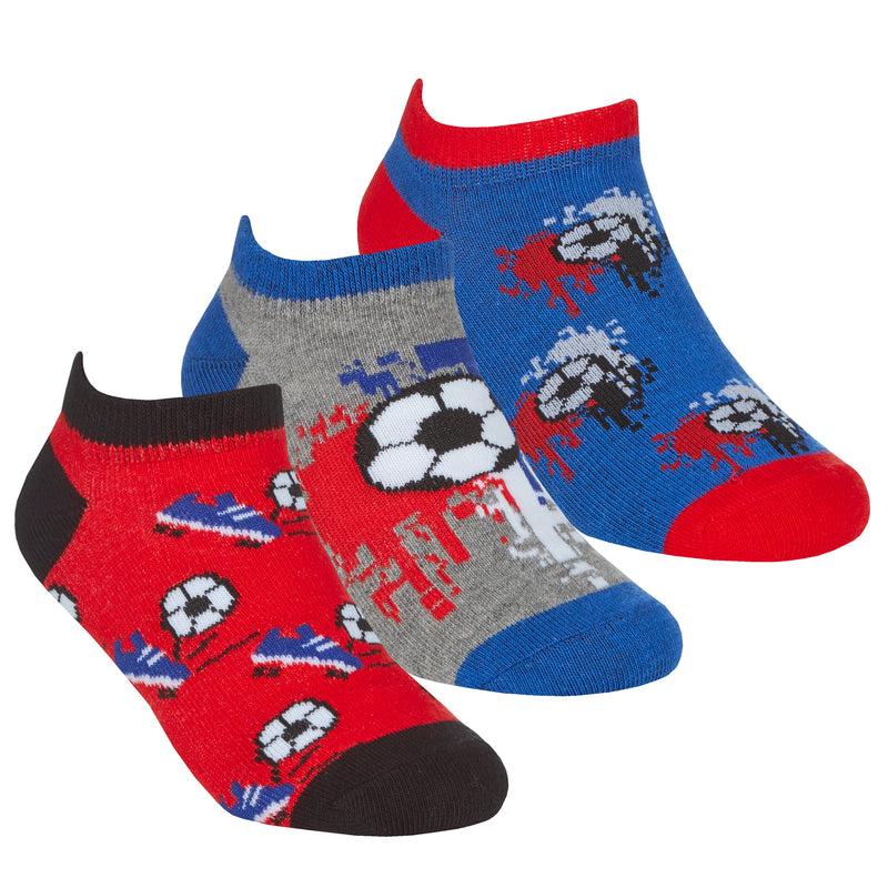 Boys 3 Pairs Trainer Liner Socks - Football (PK12) (12.5-3.5 - 9-12) 42B762