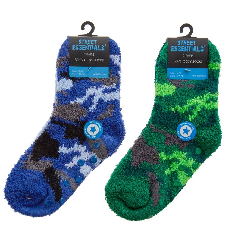 BOYS 2 PACK COSY SOCKS WITH GRIPPERS - 42B780