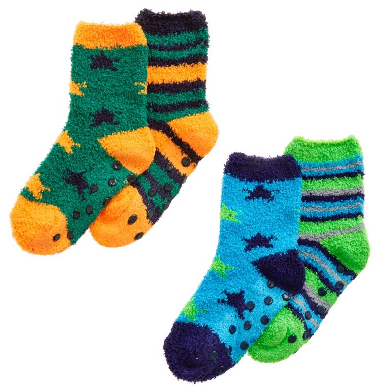 BOYS 2 PACK COSY SOCKS WITH GRIPPERS - 42B781