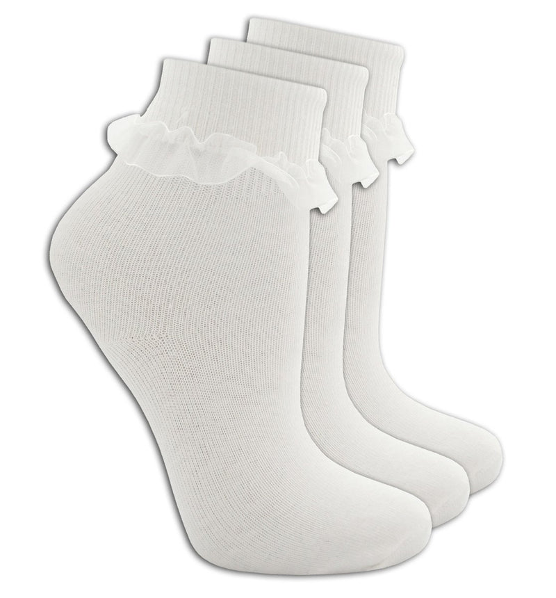 Girls 3PK Lace Tot Socks - White (43B187) - Kidswholesale.co.uk