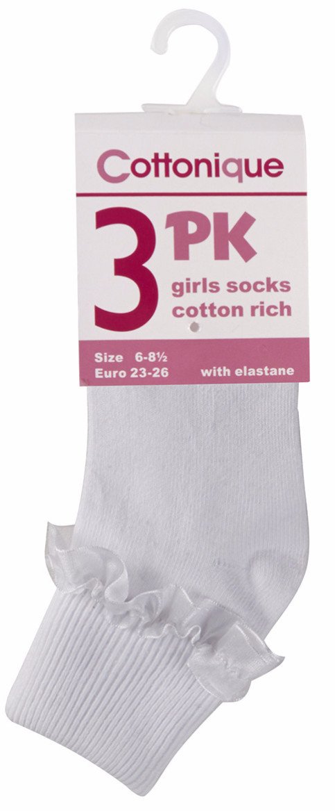 Girls 3PK Lace Tot Socks - White (43B187) - Kidswholesale.co.uk