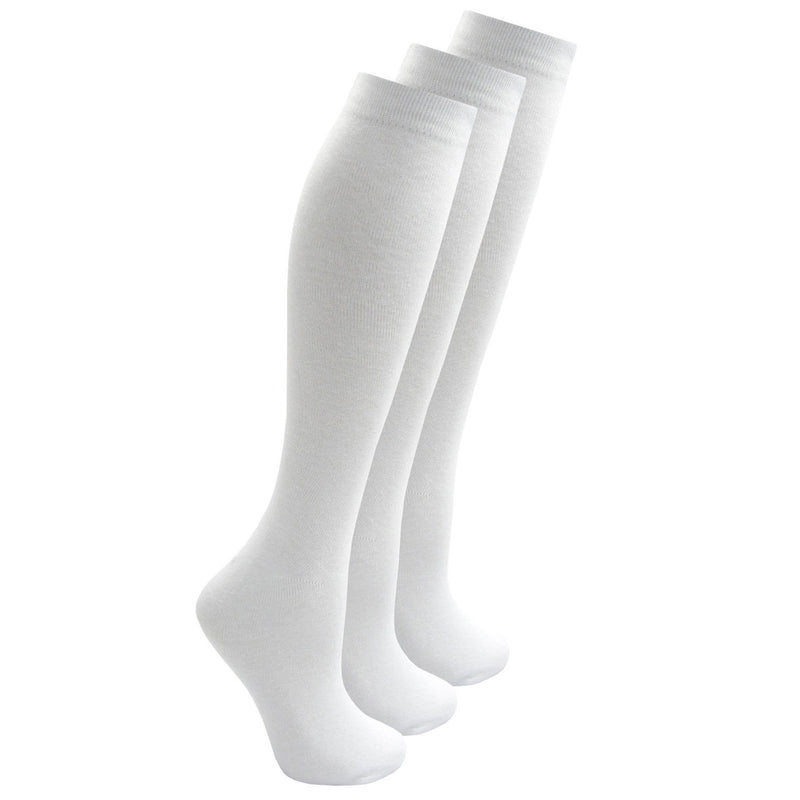 White Plain Knee High Socks 4 Pack of 3 Pairs (43B470) - Kidswholesale.co.uk