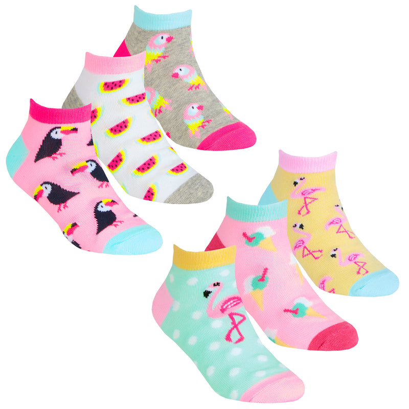 Girls 3 Pairs Design Trainer Liner Socks (Assorted Sizes) 43B688