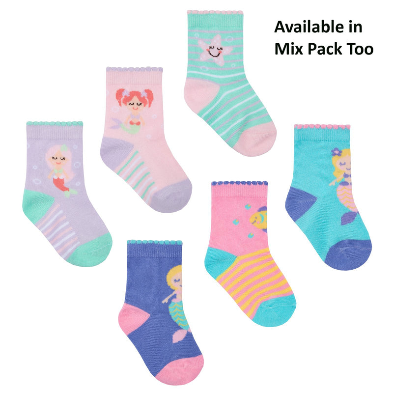 Baby Girls 3 Pack Cotton Rich Mermaid Design Ankle Socks (SHOE SIZE 0-2.5) 44B798 - Kidswholesale.co.uk