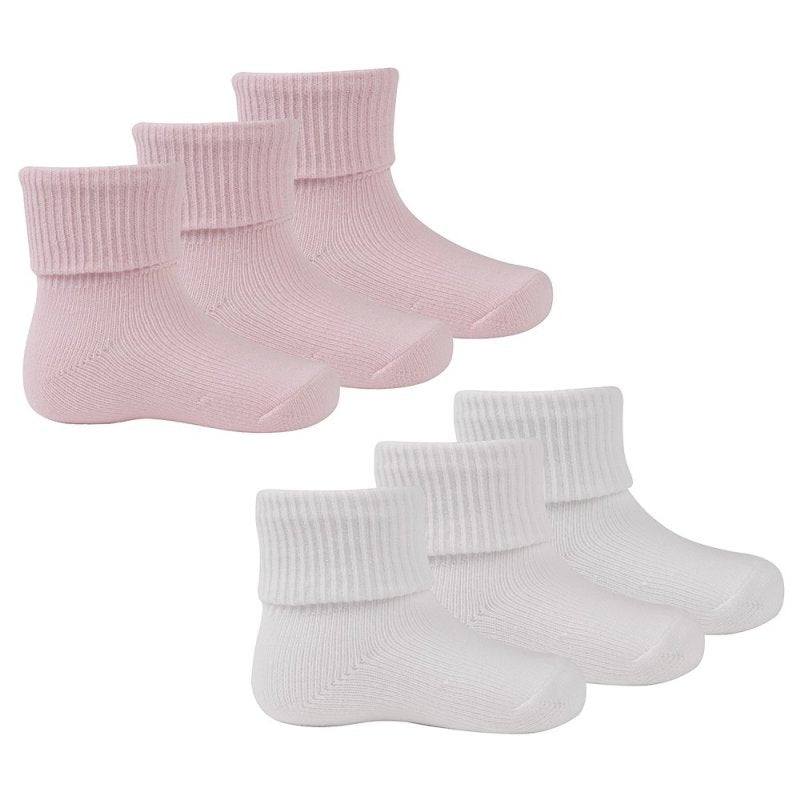 Baby Girls 3 Pack Plain Turn Over Socks (0-0, 0-2.5, 3-5.5) 44B076
