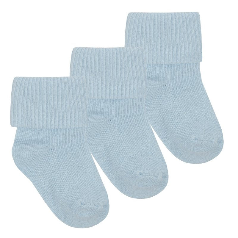 Baby 3 Pack Plain Sky Turn Over Socks (0-0, 0-2.5, 3-5.5) 44B459