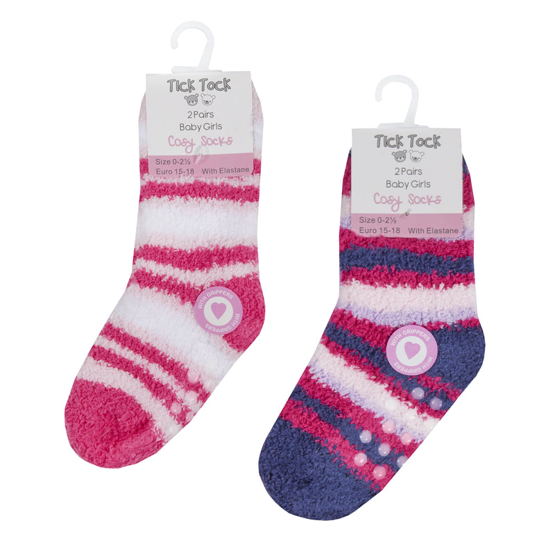 Baby Girls Cosy Socks with Grippers  - Winter - 0/3.5 Size (44B838) - Kidswholesale.co.uk