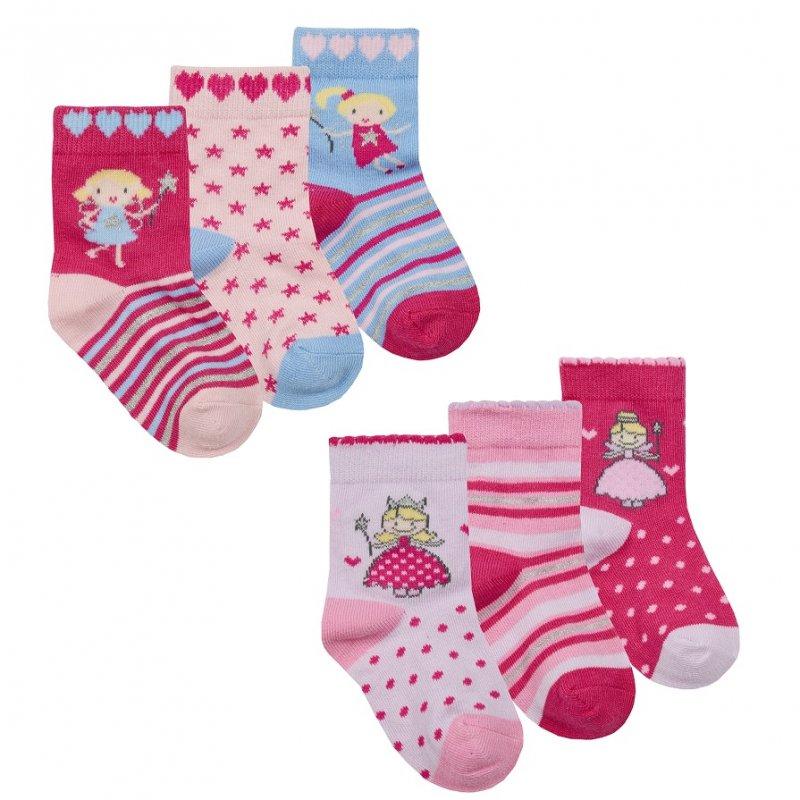 Girls 3pk Cotton Rich Ankle Socks - Fairy (0-3.5) 44B895 - Kidswholesale.co.uk