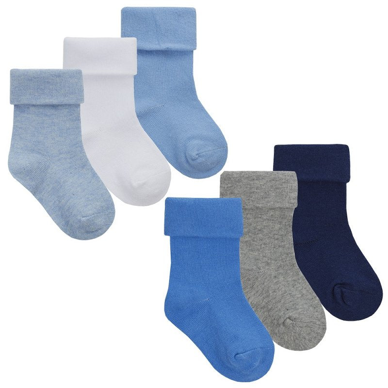 Baby Boys 3 Pack Plain Assorted Turn Over Socks (0-0, 0-2.5, 3-5.5) 44B961