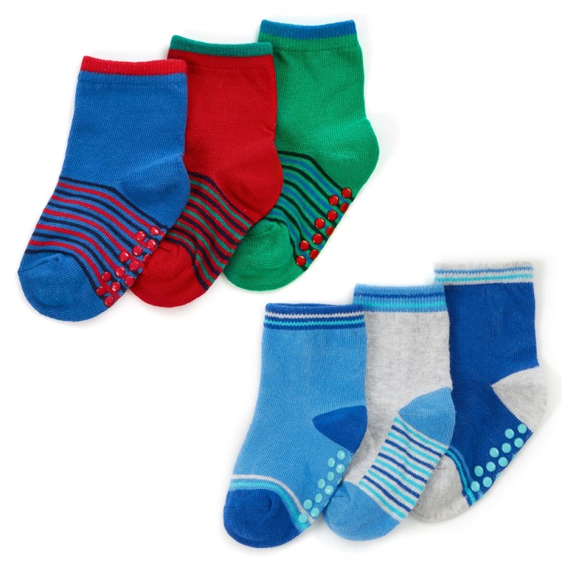 Baby 3pk Socks With Grippers - Heel and Toe Socks (PK6) (3-8y) 44B977