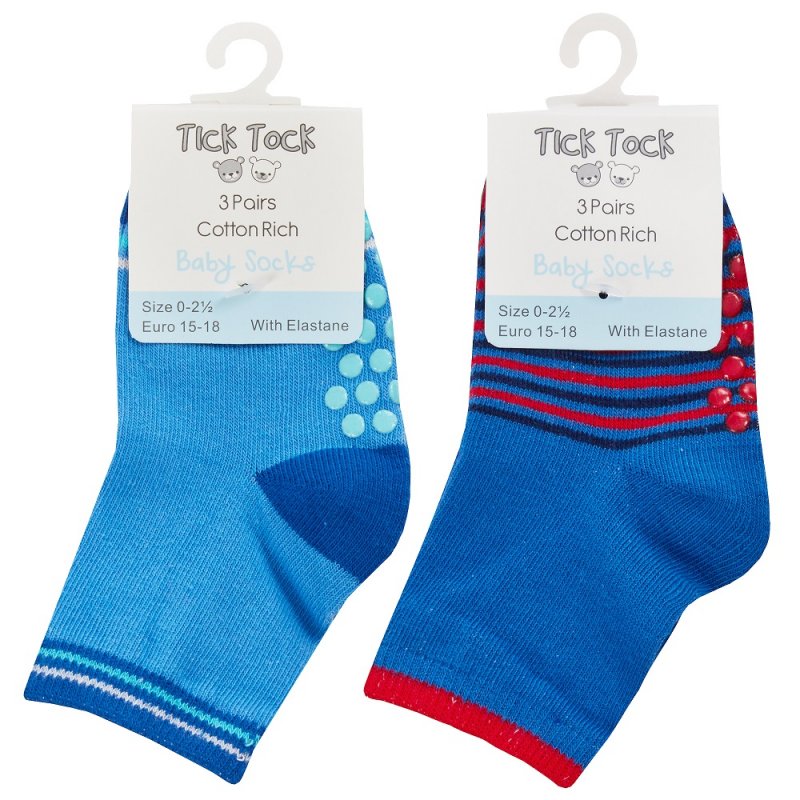 Baby 3pk Socks With Grippers - Heel and Toe Socks (PK6) (3-8y) 44B977