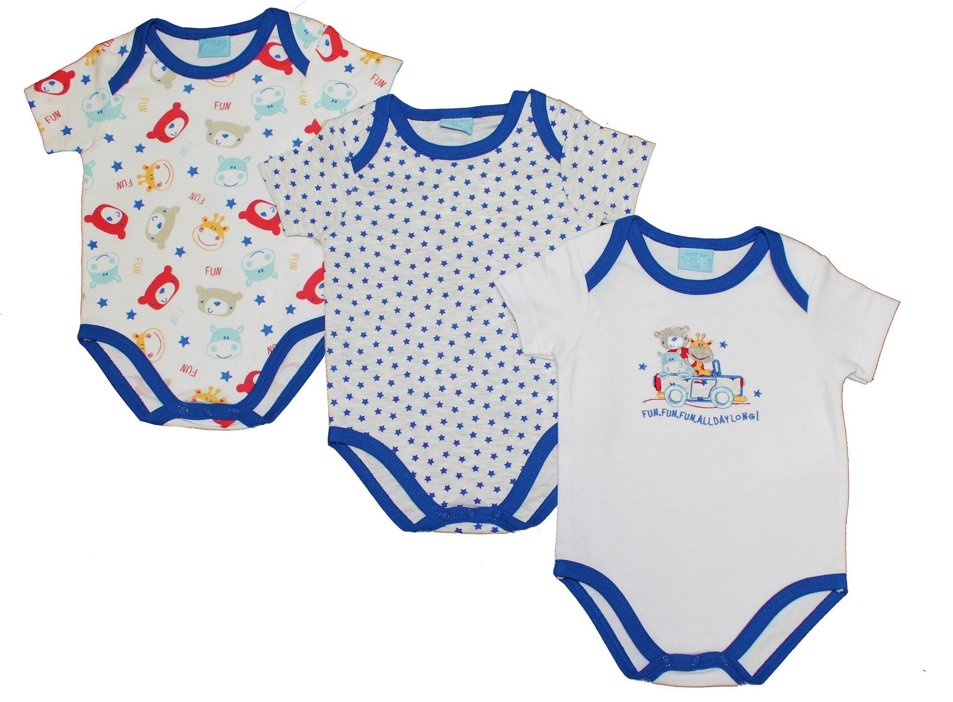 3 Pack S/S Boys Star Bodyvest (45JTC752) - Kidswholesale.co.uk