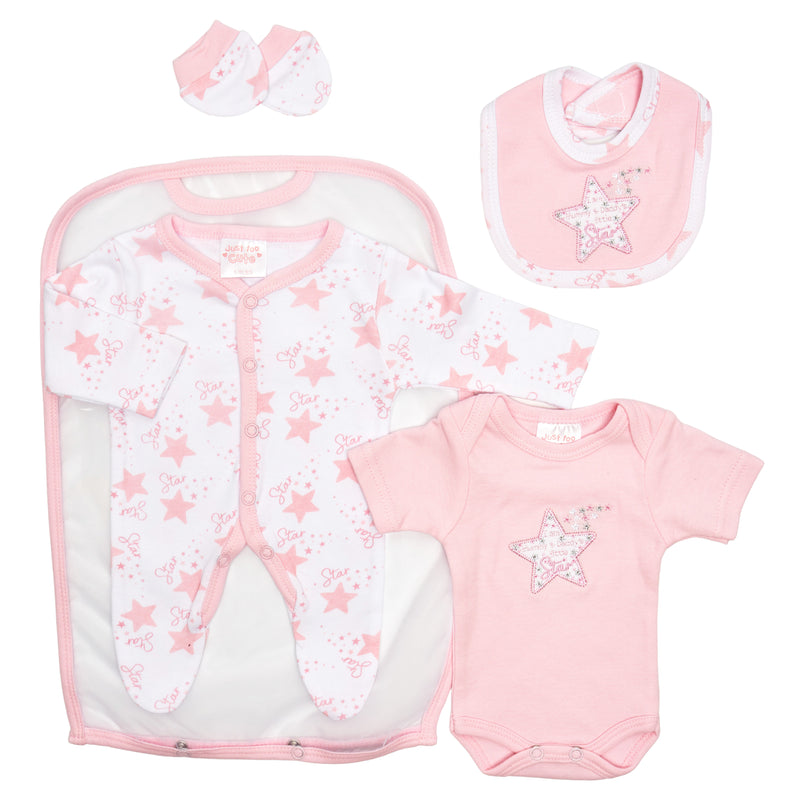 4pc Prem Pink/Sky Layette Set- Stars (3-8lbs) (PK12) 45JTC9401