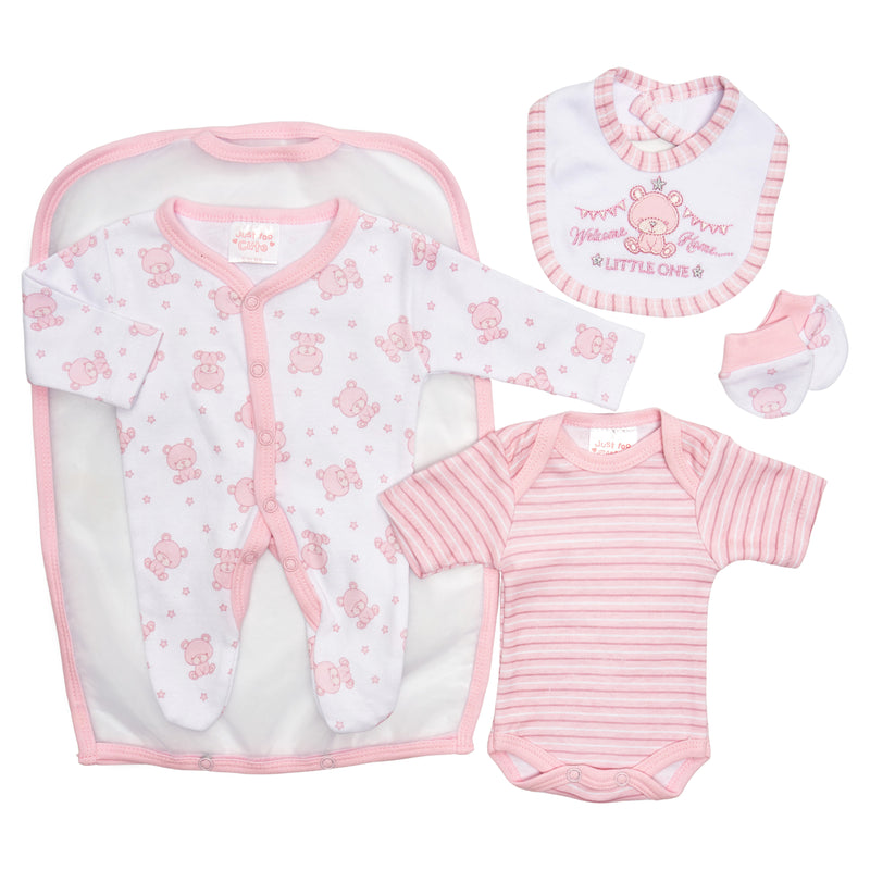 4pc Prem Pink/Sky Layette Set- Bears (3-8lbs) (PK12) 45JTC9402