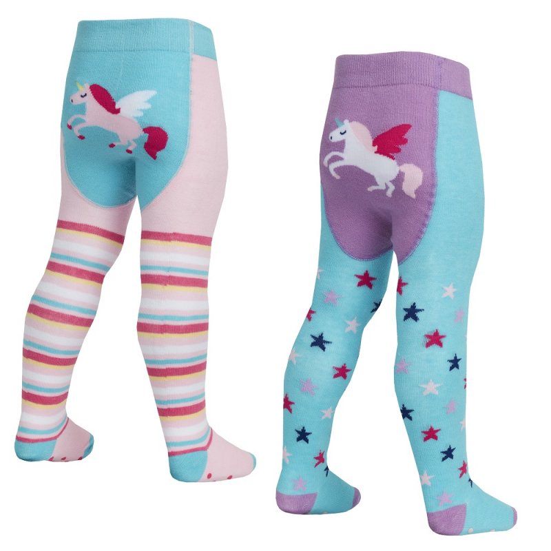 BABIES UNICORN PATCH PANEL TIGHTS WITH GRIPPERS (0-24 MONTHS) 45B145