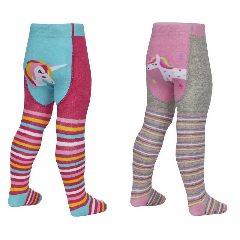 BABIES UNICORN PATCH PANEL TIGHTS WITH GRIPPERS (0-24 MONTHS) 45B149