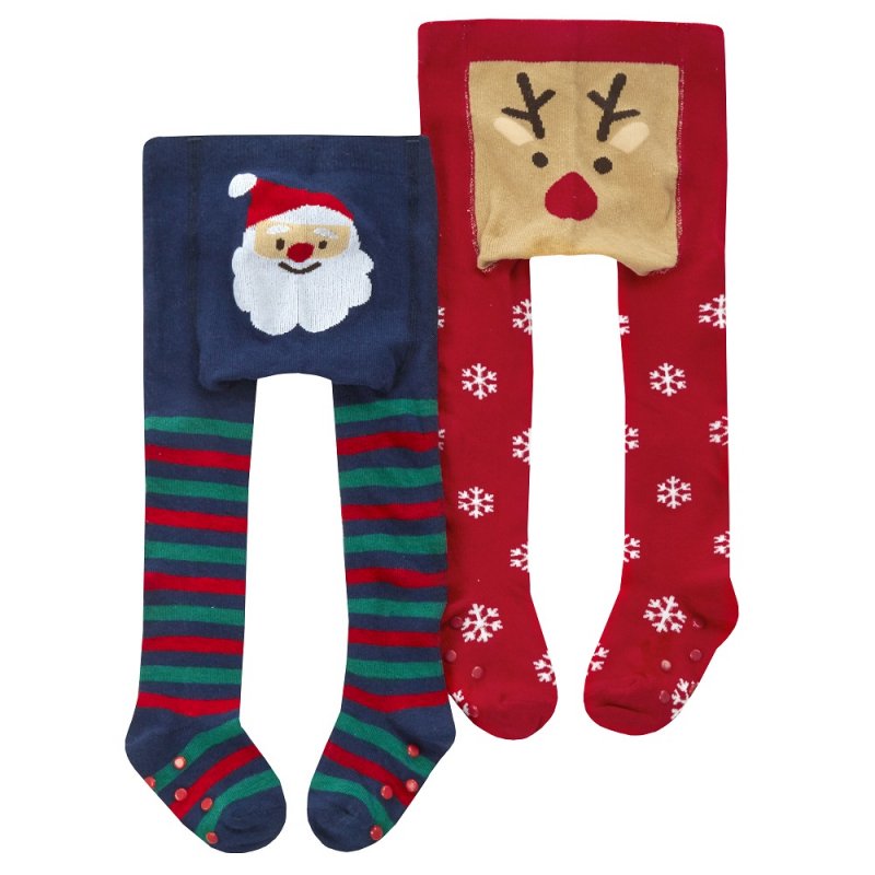 BABY CHRISTMAS PATCH PANEL DESIGN TIGHTS (0-24 MONTHS) (PK12) 45B160