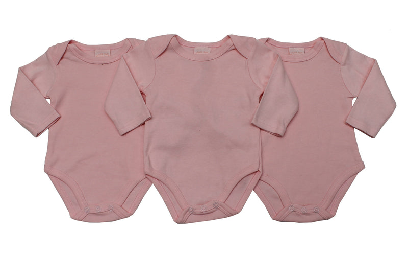 3 Pack Girls L/S Bodyvest - Plain Pink - NB-12 Months (46JTC8214LG) - Kidswholesale.co.uk